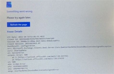 x-owa error|owauserhasnomailboxandnolicenseassignedexception.